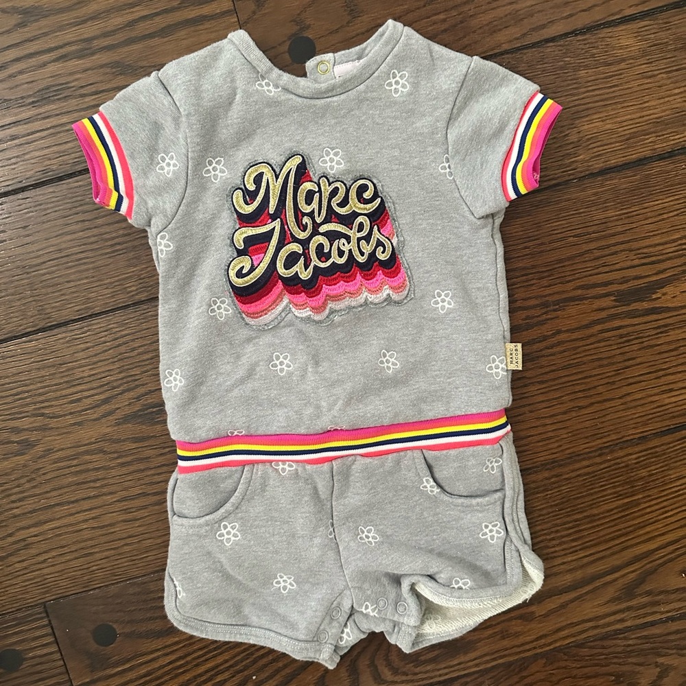 Marc Jacobs Girls Romper with Rainbow Accents